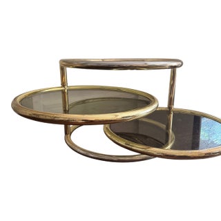 1970s Mid-Century Modern 3-Tier Swivel Side Table For Sale