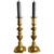 Beautiful set of two antique English brass pusher candlesticks from circa 1890. Originally, these brass candlesticks had a...