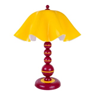 Vintage Post Modern Hard Moulded Table Lamp With Shade For Sale