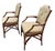 Traditional Palecek Pavilion Rattan Arm Chair Set, a Pair, Custom Greek Key Upholstery For Sale - Image 3 of 12