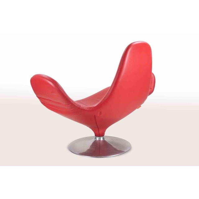 Red Leather Calla Armchair by Stefano Giovannoni for Domodinamica, 1980s For Sale - Image 4 of 7