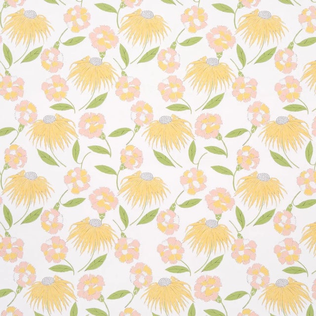 Sample - Schumacher x Celerie Kemble Bouquet Toss Wallpaper in Lemonade For Sale