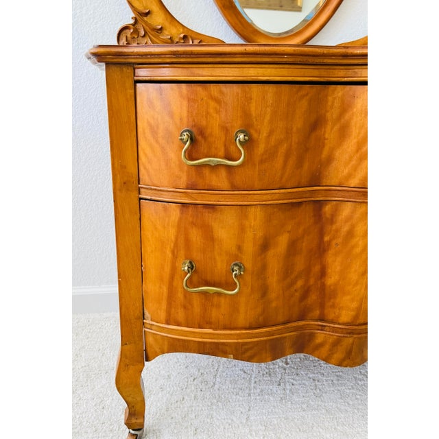 Wood Vintage Diminutive Tiger Wood Cabinet With Mirror For Sale - Image 7 of 13
