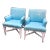Modern Upholstered Turquoise Faux Python Armchairs -A Pair For Sale
