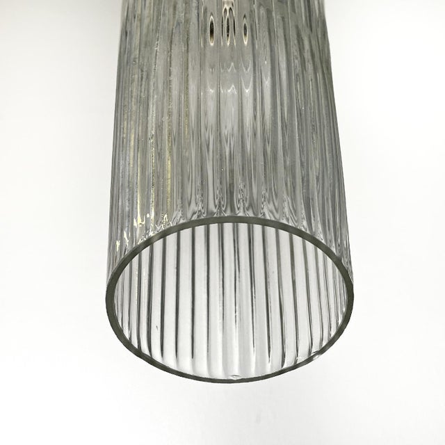Mid-Century Modern Italian Golden Plastic and Fluted Glass Ceiling Lamp, 1950s For Sale - Image 11 of 14