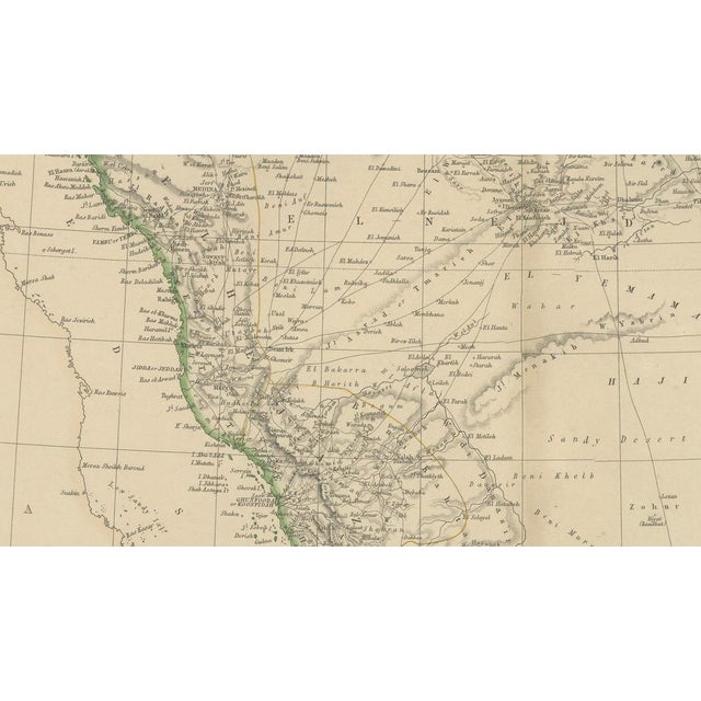 Antique Map of the Arabian Peninsula, 1860 For Sale - Image 3 of 10
