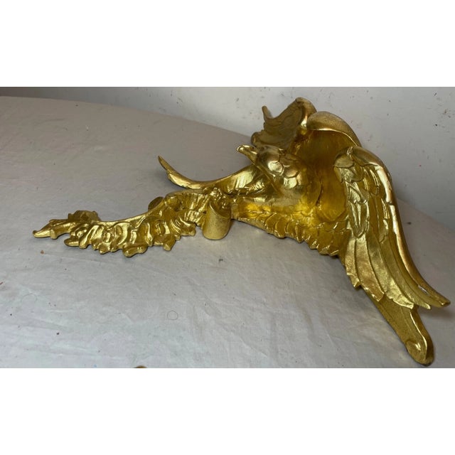 Pair of Antique Italian Federal Gold Gilt-Wood Figural Bird Wall Shelves Shelf For Sale - Image 12 of 14