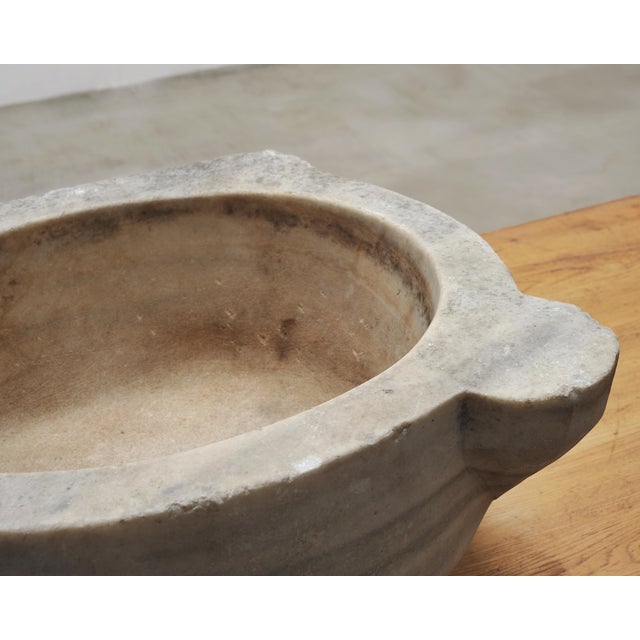 Large 19th Century European Carved Carrara Marble Mortar Basin For Sale - Image 15 of 18