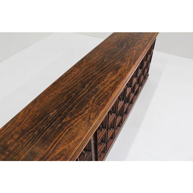 Wood Spanish Brutalist Sideboard in Carved Wood, 1960s For Sale - Image 7 of 10