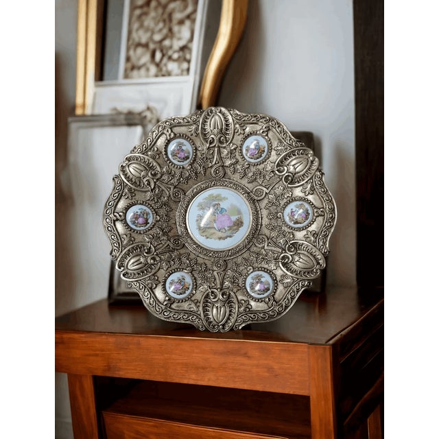 Brown Bronze Plate with Ceramic Cameos, 1950s For Sale - Image 8 of 8