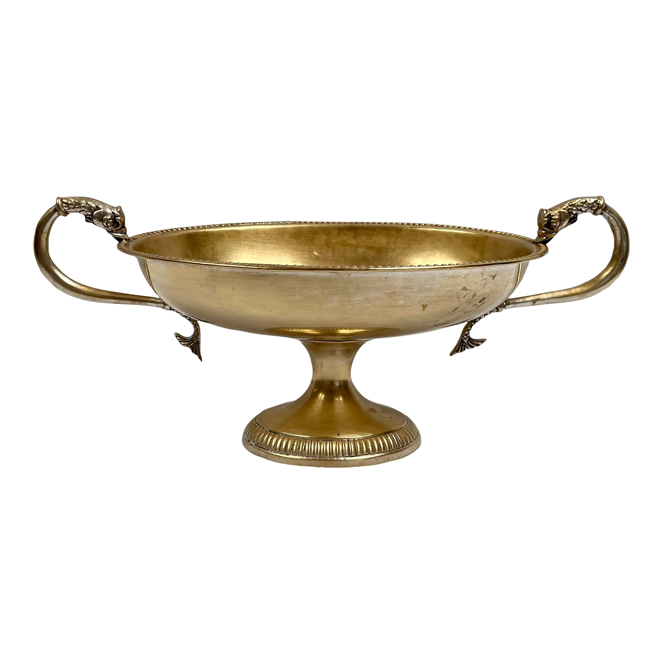 Vintage Mid 20th Century French Brass Compote WithKoi Fish
