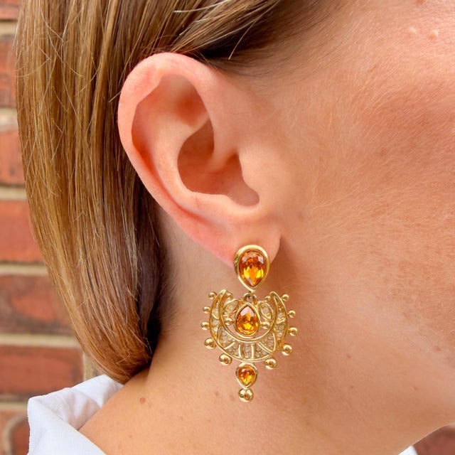 These stylish, Mughal inspired earrings were made by the German Henkel and Grossé company for Christian Dior in the early...