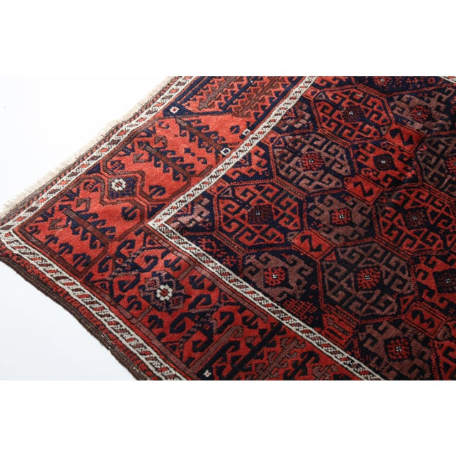 Red Antique Beluch Rug With Natural Dyes Geometric Medallion Field Circa Early 20th Century For Sale - Image 8 of 15