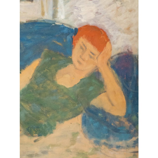 Blue Mid-Century Modern French or American School Figure Reclining in Style of Milton Avery For Sale - Image 8 of 11