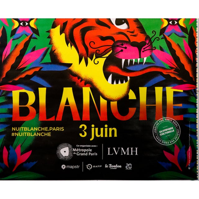 Illustration 2024 French, Nuit Blanche Paris Advertisement Designed by Marine Crispin For Sale - Image 3 of 3