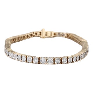 1.70ctw Diamond Tennis Bracelet 14k Yellow Gold 9" 3.8mm For Sale