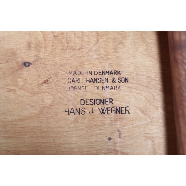 Set of 4 Oak Hans Wegner Sawbuck Model Ch29 Chairs by Carl Hansen and Son, 1950s For Sale - Image 6 of 7