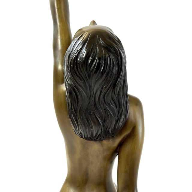 Metal Nude Woman on Rock - Bronze - 29" For Sale - Image 7 of 11