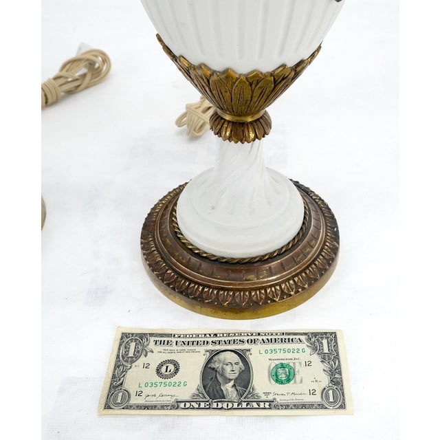 Pair of Fine Ceramic & Ormolu Cup Vase Shape Table Lamp c1940s MINT For Sale - Image 16 of 16