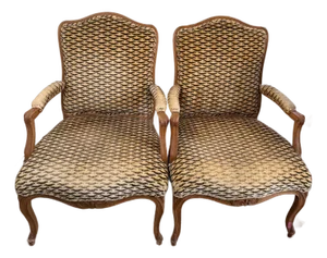 Mid 20th Century French Louis XV Style Fauteuil Armchairs (2)