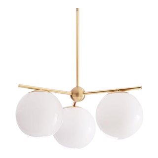 Brass and Glass Ball Pendant Light For Sale