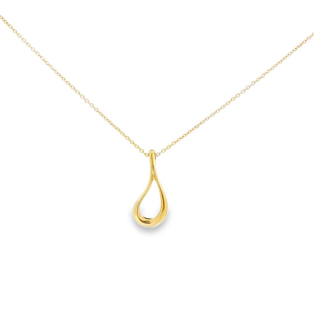 Contemporary Late 20th Century Elsa Peretti for Tiffany & Co 18k Gold Tear Drop Pendant on Chain For Sale - Image 3 of 5
