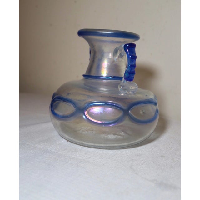 Vintage Hand Blown Murano Italian Iridescent Corroso-Scavo Glass Vase Italy For Sale - Image 9 of 10