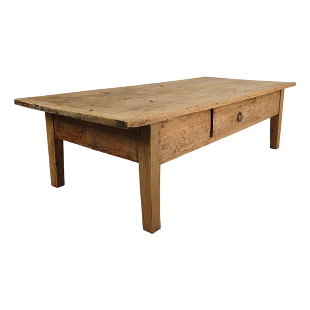 Antique French Farmhouse Oak Coffee Table, 19th Century For Sale