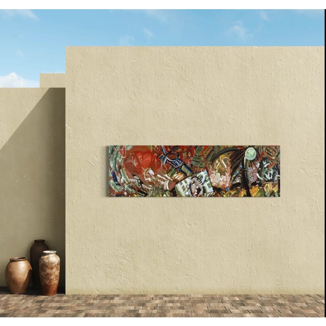 "Love Money", 1998. Mixed Media, Landscape on Wood Panel by Joe Ginsberg. Oil, Charcoal, Acrylic and Collage. Warm Fall Colors and Vibrant Tones. For Sale In New York - Image 6 of 6