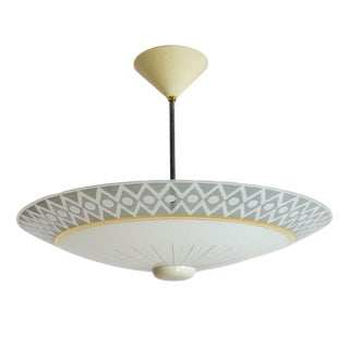 French Umbrella Pendant in Glass and Brass, 1950 For Sale