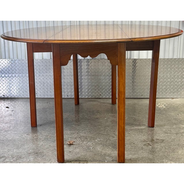 Vintage Wright Table Company English Gateleg Yew Wood Drop Leaf Dining Table For Sale - Image 9 of 9