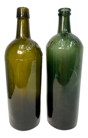 Set of 2 Vintage Glass Bottles From Rutherford & Kay Whiskey and Maidstone Distillery - England & Scotland
