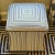 Striped Blue and White Ottoman For Sale - Image 4 of 9