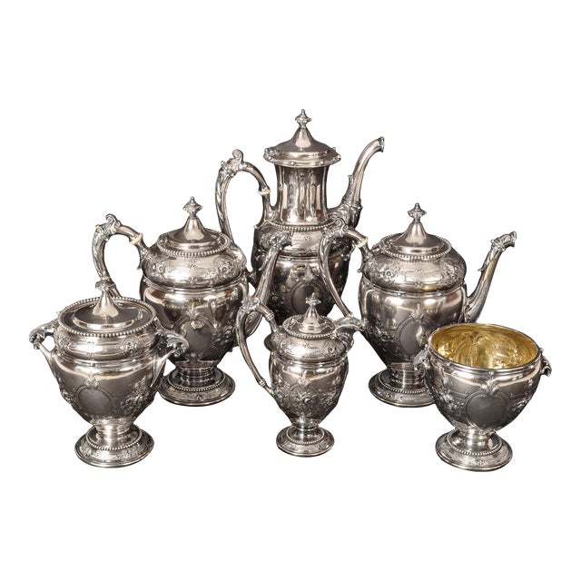 Antique American Gorham Coin Silver Mary Todd Lincoln Tea & Coffee Service, 1861 - 7 Pieces For Sale