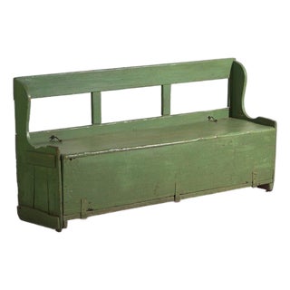 Antique Painted Storage Bench in Pine, 1900 For Sale