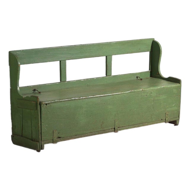 Antique Painted Storage Bench in Pine, 1900 For Sale