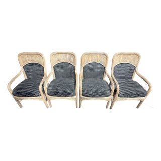 Set of 4 Vintage Pencil Reed Armchairs For Sale