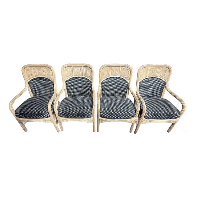 Set of 4 Vintage Pencil Reed Armchairs For Sale