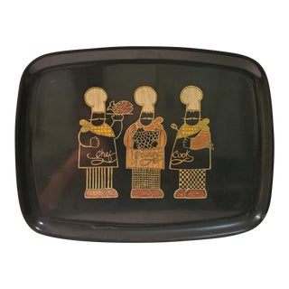 Vintage Couroc Three Chefs Serving Tray For Sale