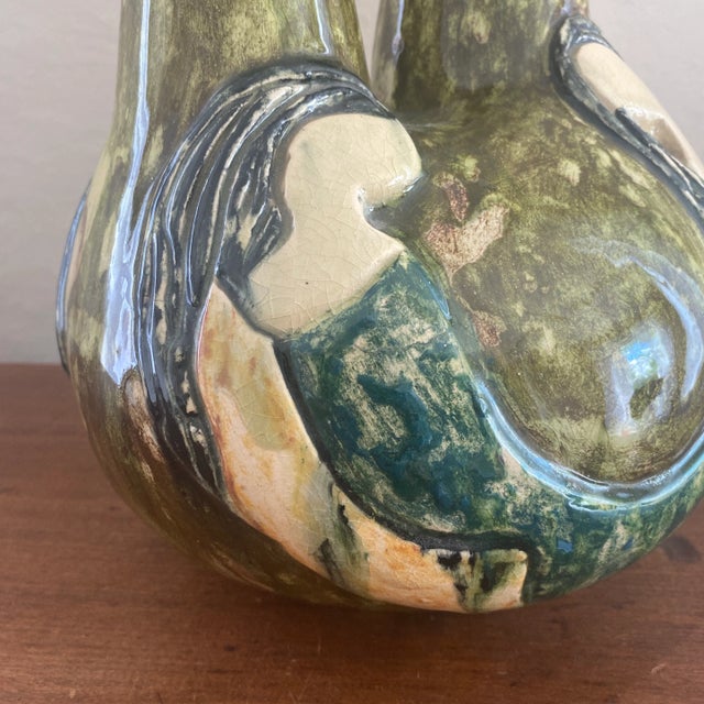 Mid-Century Modern Mid-Century Sgraffito Women Pottery Vase For Sale - Image 3 of 13