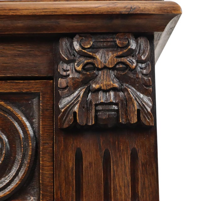 Vintage Carved Oak Cabinet Chest of Drawers with Mythical Figures For Sale - Image 13 of 18