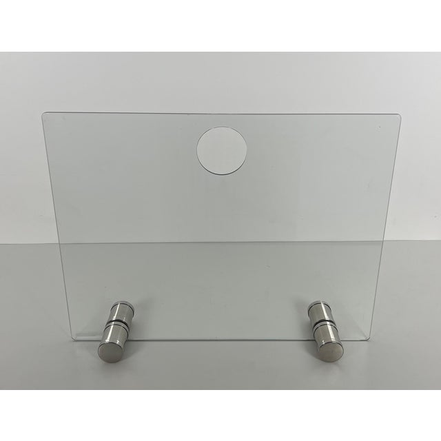 Design/One glass and chrome fireplace screen with brass legs. For Sale - Image 11 of 11