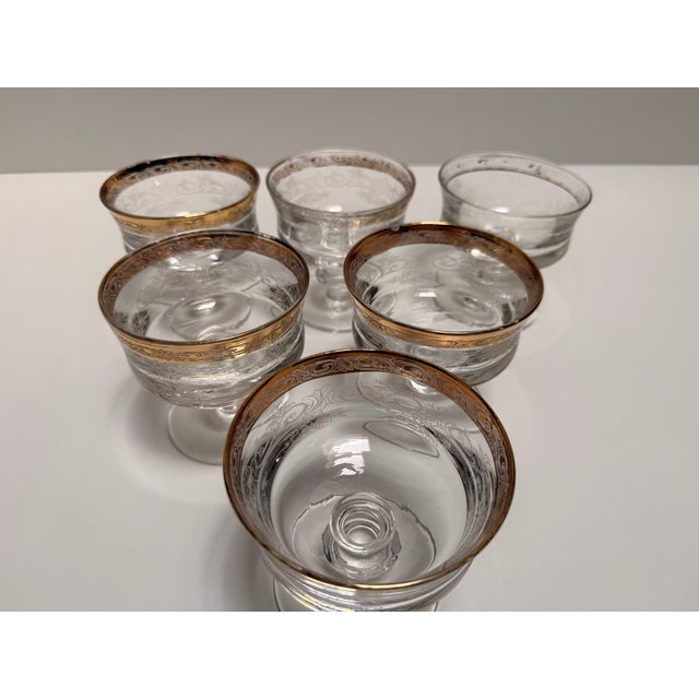 Murano Glass Medici Gold Rim Dessert Bowl Set, 1970s, Set of 6 For Sale - Image 6 of 9