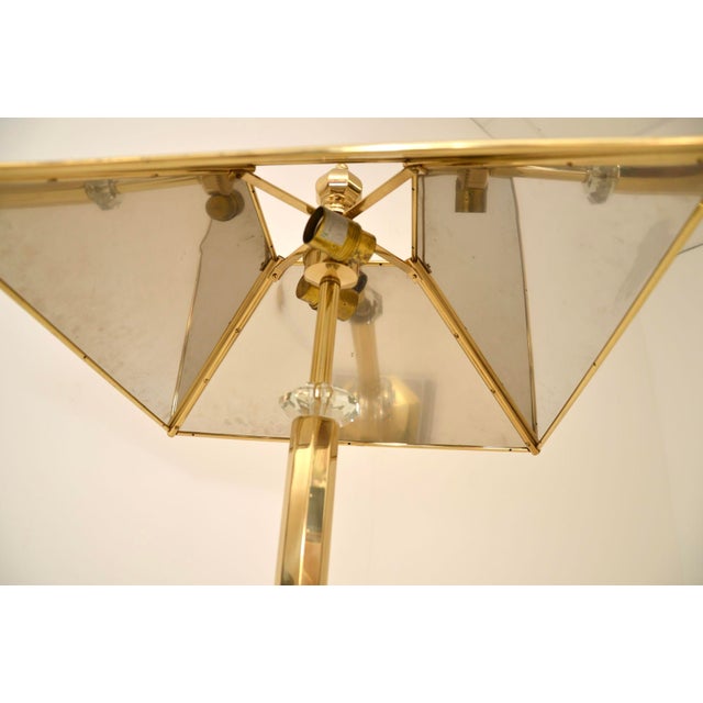Large Vintage Italian Brass, Glass, and Steel Table Lamp, 1970s For Sale - Image 6 of 9