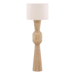 Light Wood & Boucle Floor Lamp For Sale