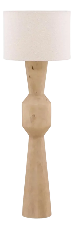 Light Wood & Boucle Floor Lamp