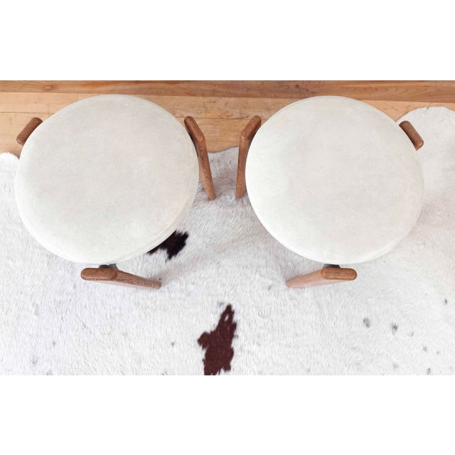Tan 1970s Postmodern Pair Bruno Rey Dietiker Stacking Stools in Light Oak, Set of 2 For Sale - Image 8 of 11