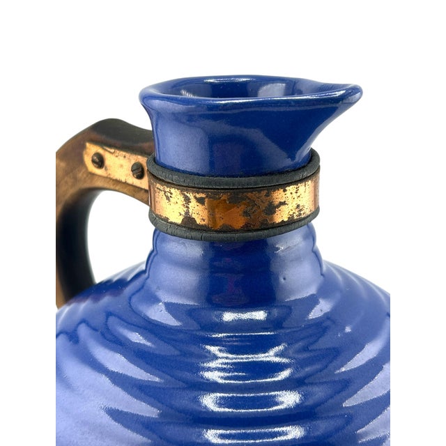 Ceramic 1960s Mid Century Bauer Blue Ringware Pottery Carafe Pitcher For Sale - Image 7 of 7