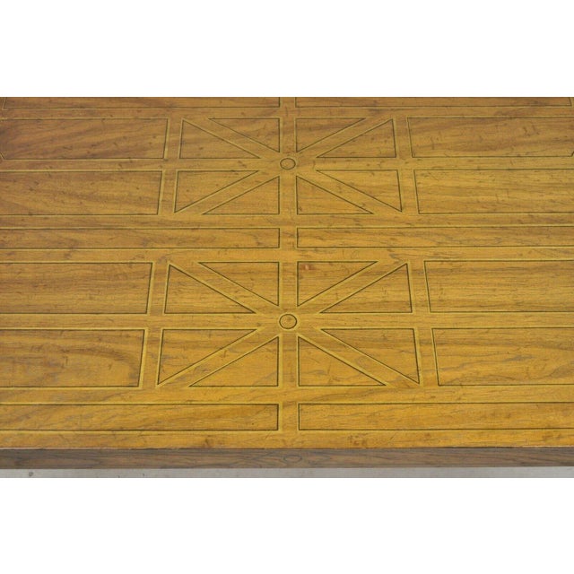 Textile Mid 20th Century Drexel Oxford Square Geometric Painted Parsons Style Desk For Sale - Image 7 of 12