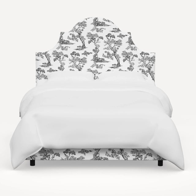 Cloth & Company Red from Scalamandre crafted by Cloth & Company Geneva Cal. King Bed, Light Gray Toile For Sale - Image 4 of 7